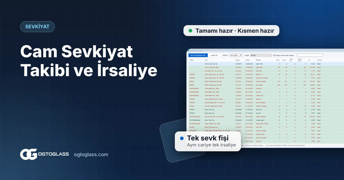 Cam Sevkiyat Takibi: Sevke Hazır Listesi, Kısmi Sevk ve İrsaliye