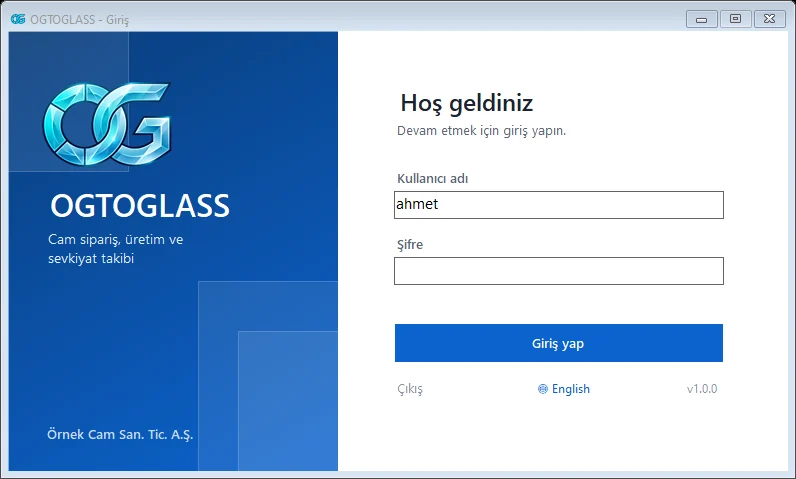 Kullanıcı giriş ekranı